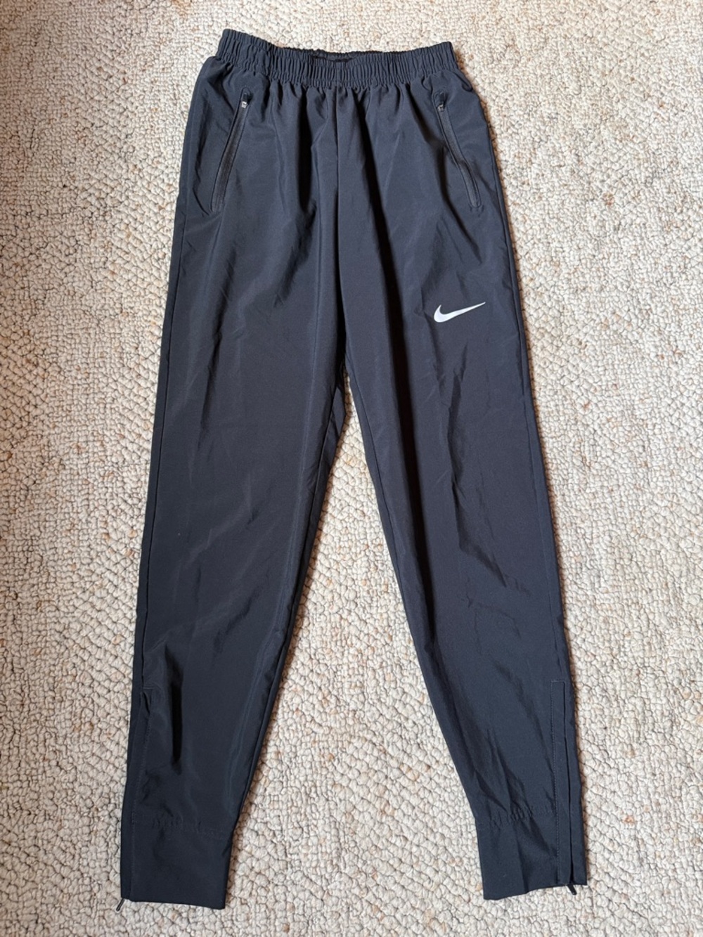 Nike Black Dri-FIT Athletic Tack Pants with White Swoosh